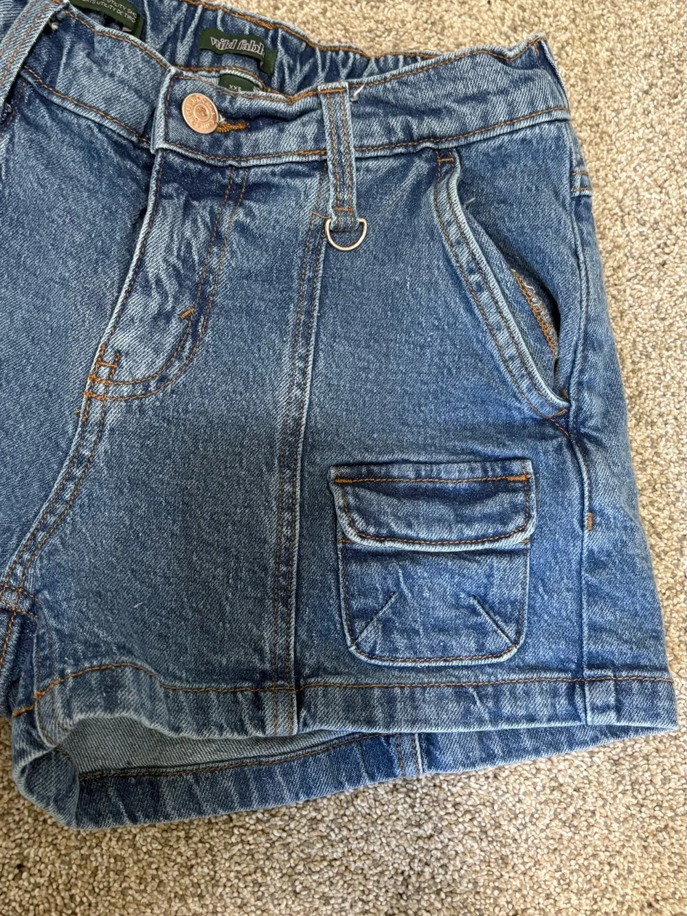 wild fable Blue High-Rise Denim Cargo Shorts